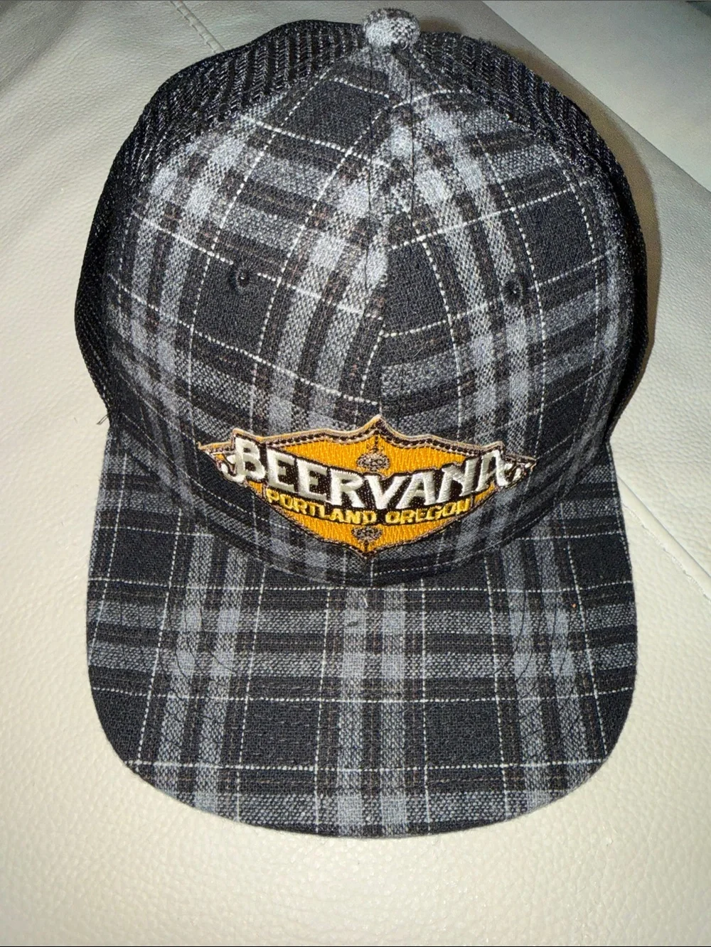 Banana Republic Black & Gray Plaid Mesh Back Trucker Cap